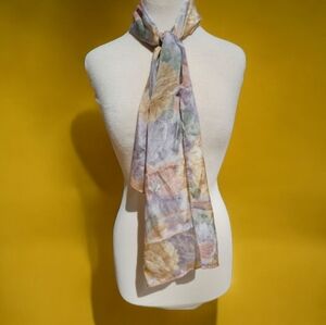 Vintage Liz Claiborne Sheer Silk Watercolor Floral Scarf